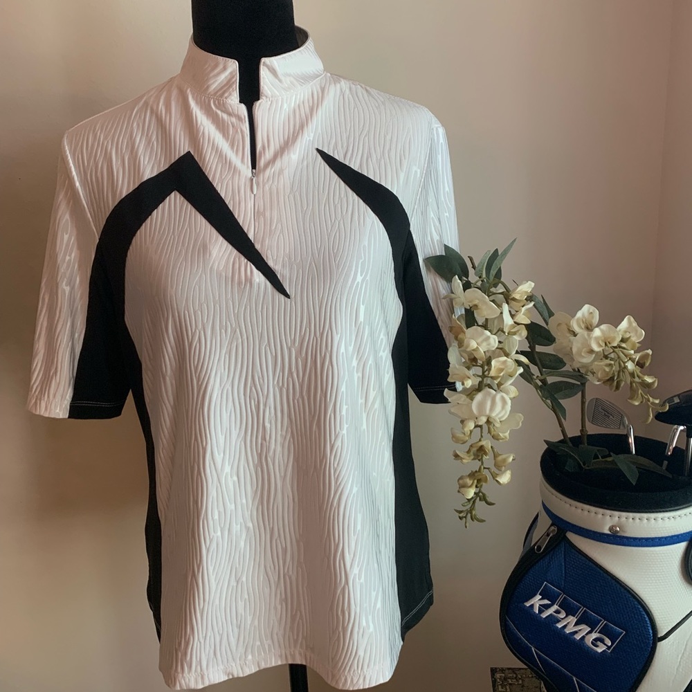 JAMIE SADOCK  I  Short Sleeve Mock Collar Golf Top